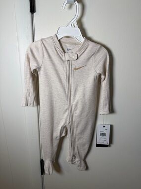 Nike Infant Beige Footed Zip One-Piece